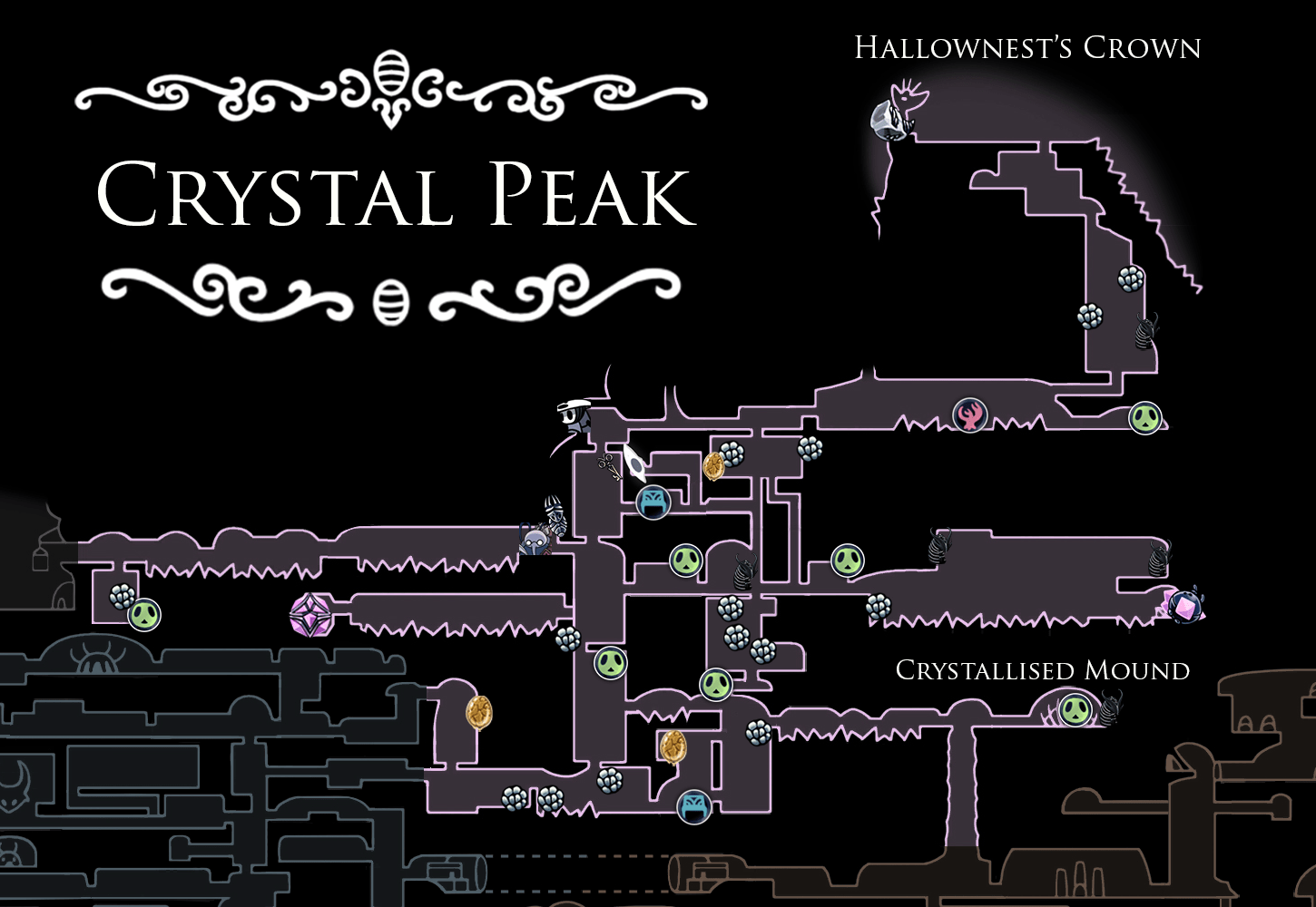 crystal peak map hollow knight wiki guide